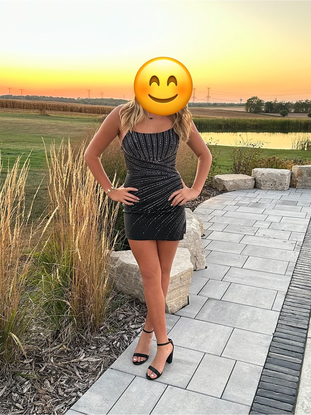 Perfect for Homecoming! Black Sparkle Ruched Mini Dress. Built in cups.